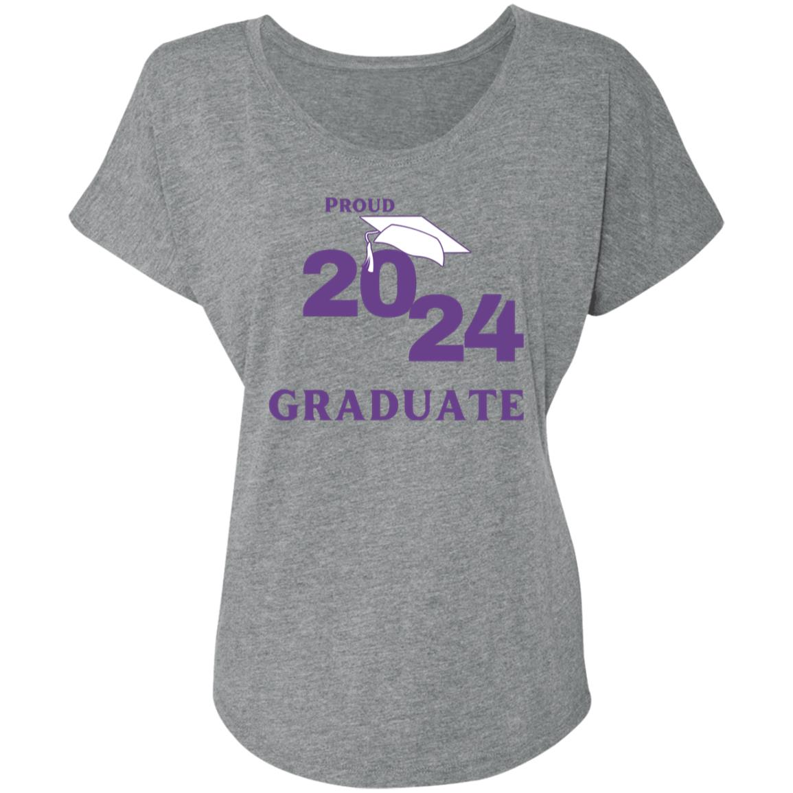 Proud graduate 2024 purple NL6760 Ladies' Triblend Dolman Sleeve