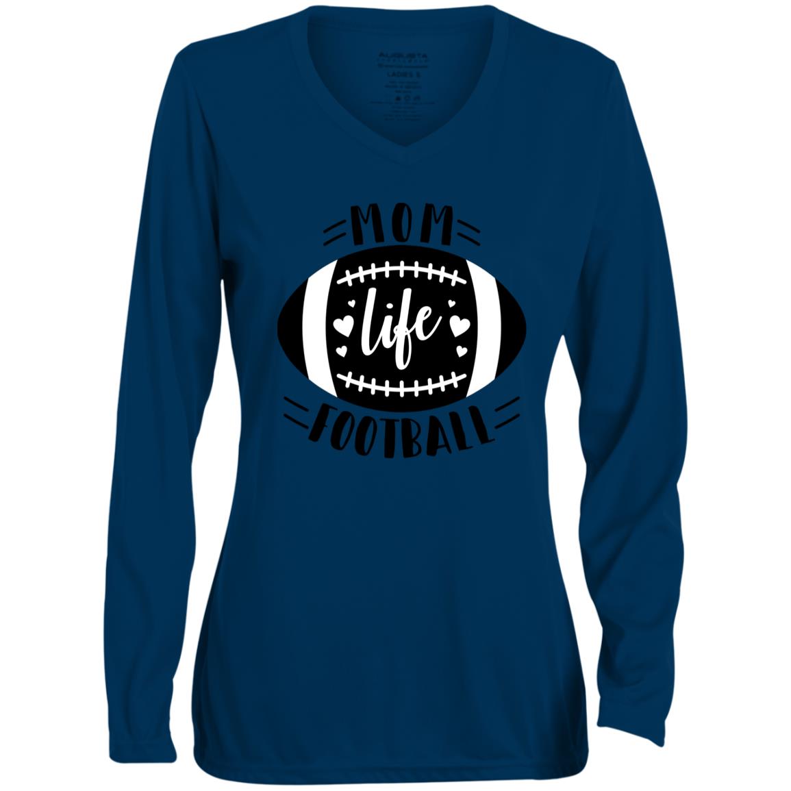 Football My Life CLOSEOUT -- Ladies' Moisture-Wicking Long Sleeve V-Neck Tee