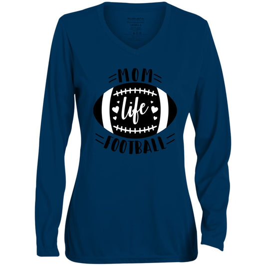 Football My Life CLOSEOUT -- Ladies' Moisture-Wicking Long Sleeve V-Neck Tee