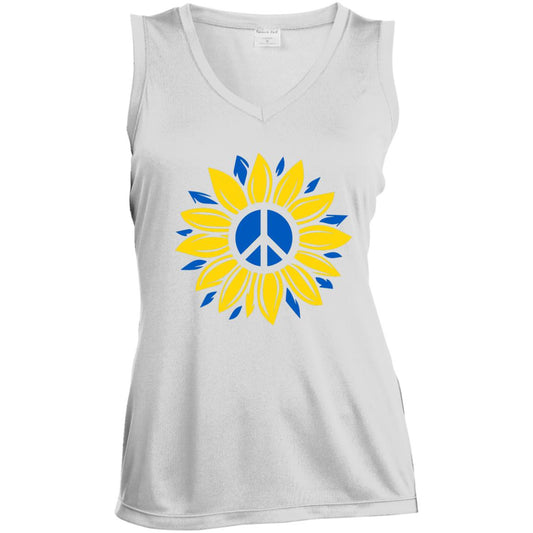 Peace flower t-shirt LST352 Ladies' Sleeveless V-Neck Performance Tee