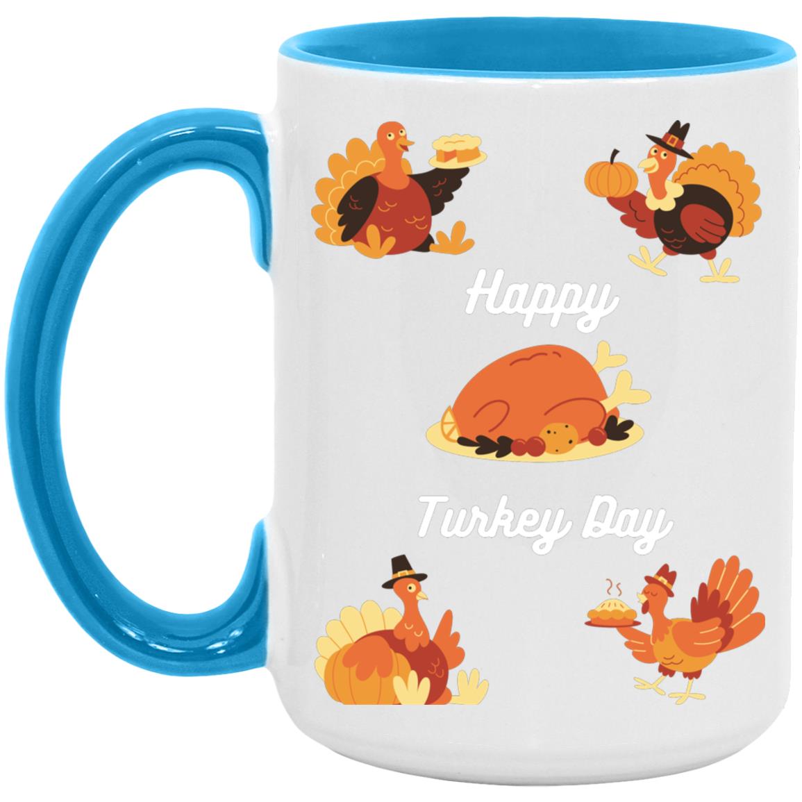 Happy Turkey Day white letters AM15OZ 15oz Accent Mug