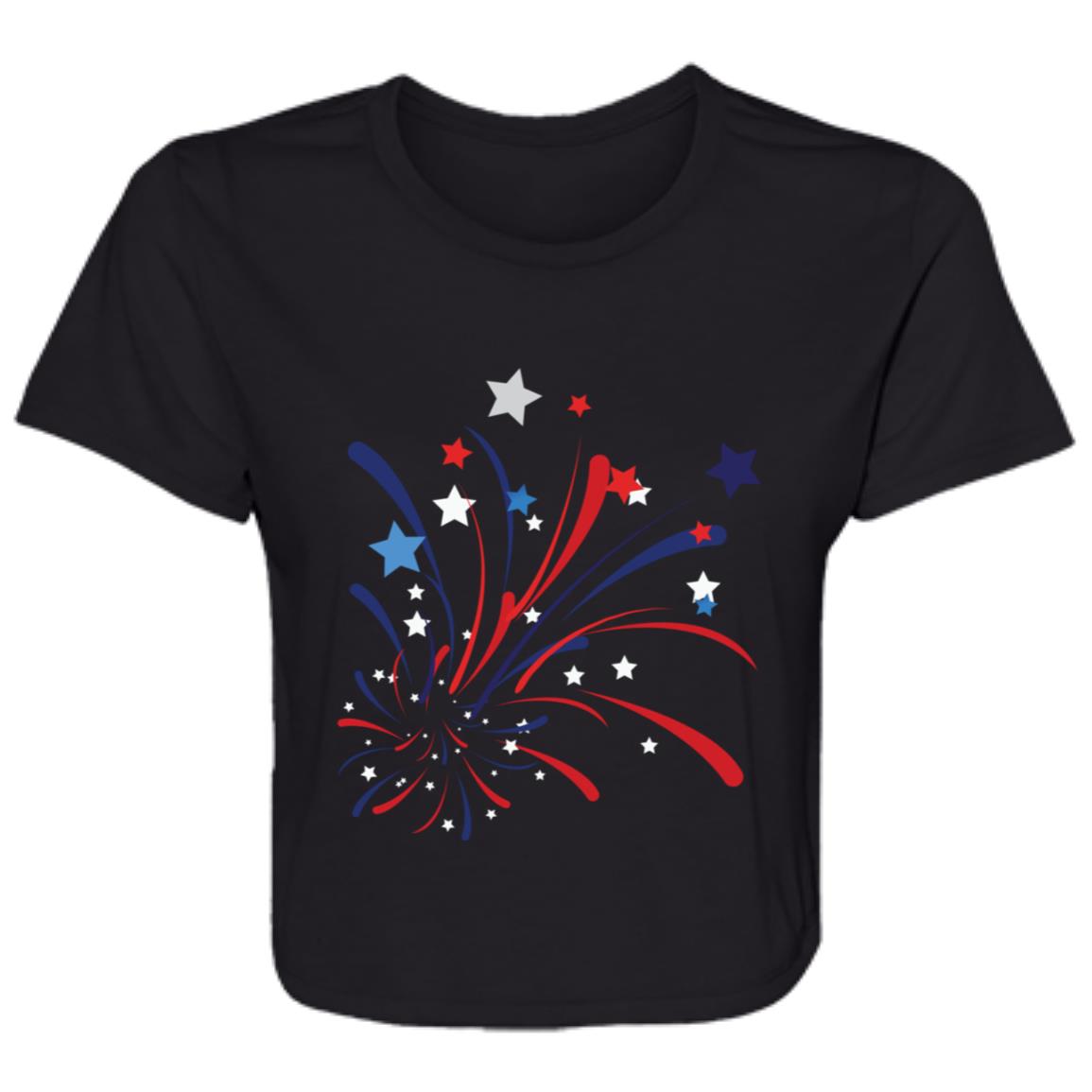 4th of July Firework -- Ladies' Flowy Cropped Tee