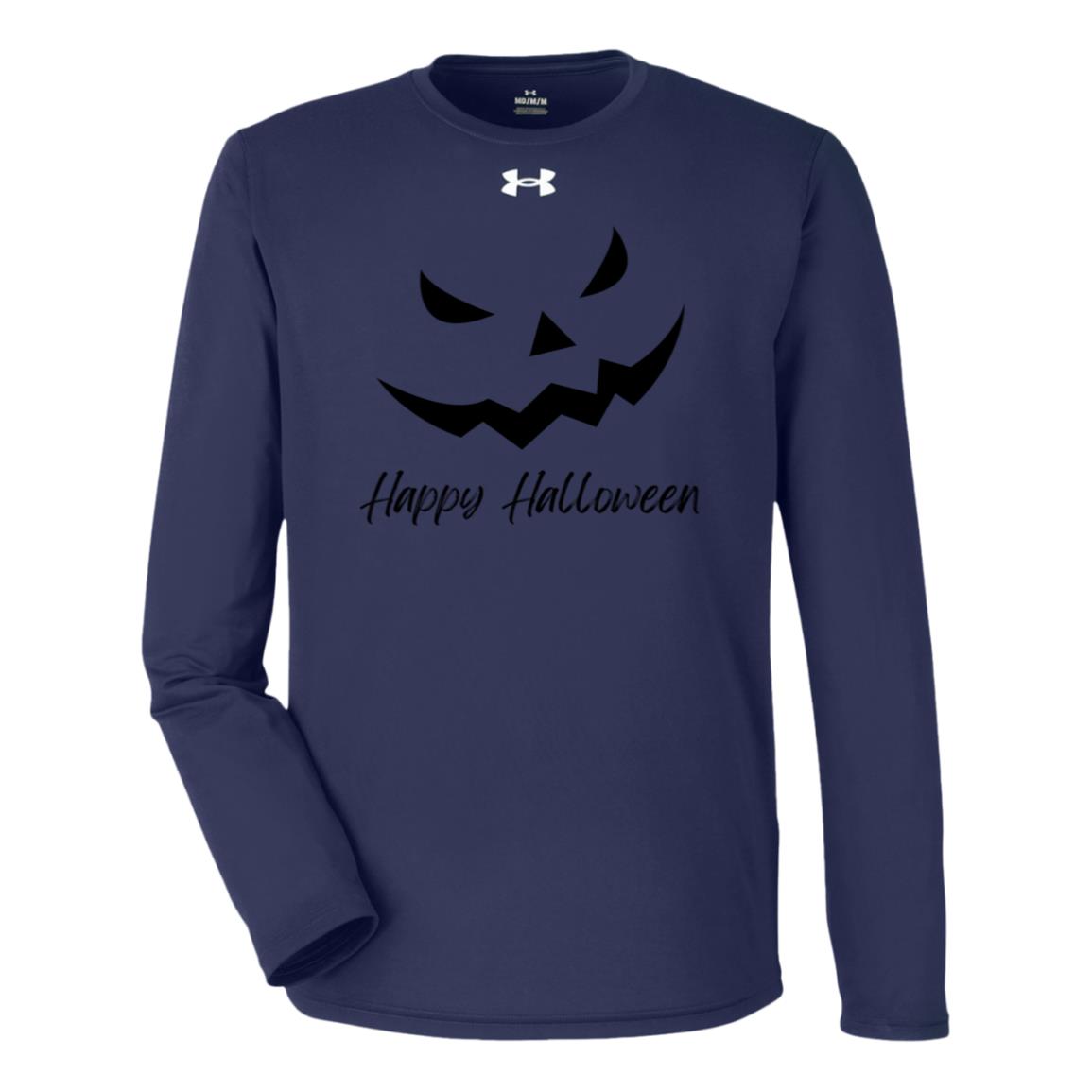 Scary Jack O Lantern Face -- Under Armour Team Tech Long Sleeve Tee