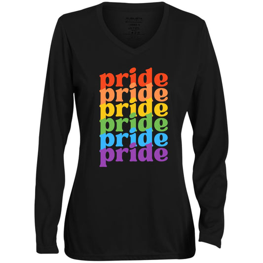 Pride Pride Pride CLOSEOUT - 1788 Ladies' Moisture-Wicking Long Sleeve V-Neck Tee