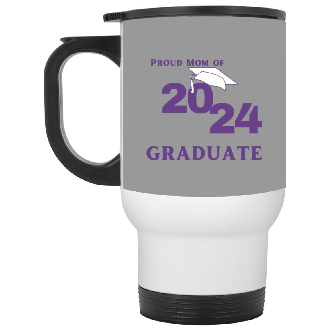 Proud Mom graduate 2024 purple CLOSEOUT - XP8400W White Travel Mug