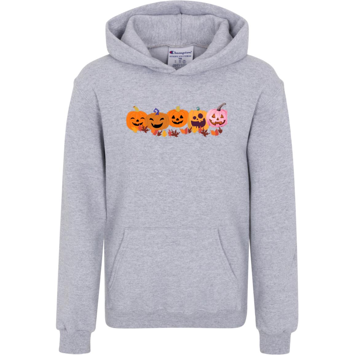 Jack 0 Lanterns in a Row S790 Champion Kids Powerblend Hoodie