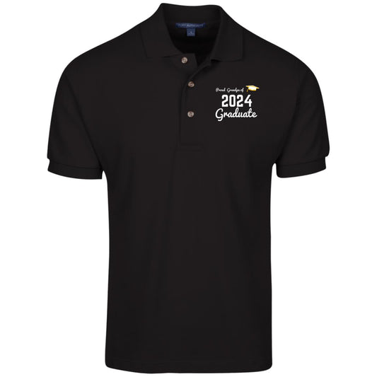 Proud Grandpa -- Graduate 2024 -- Cotton Pique Knit Polo