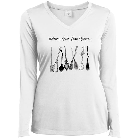 Witches Gotta Have Options CLOSEOUT -- Ladies’ Long Sleeve Performance V-Neck Tee