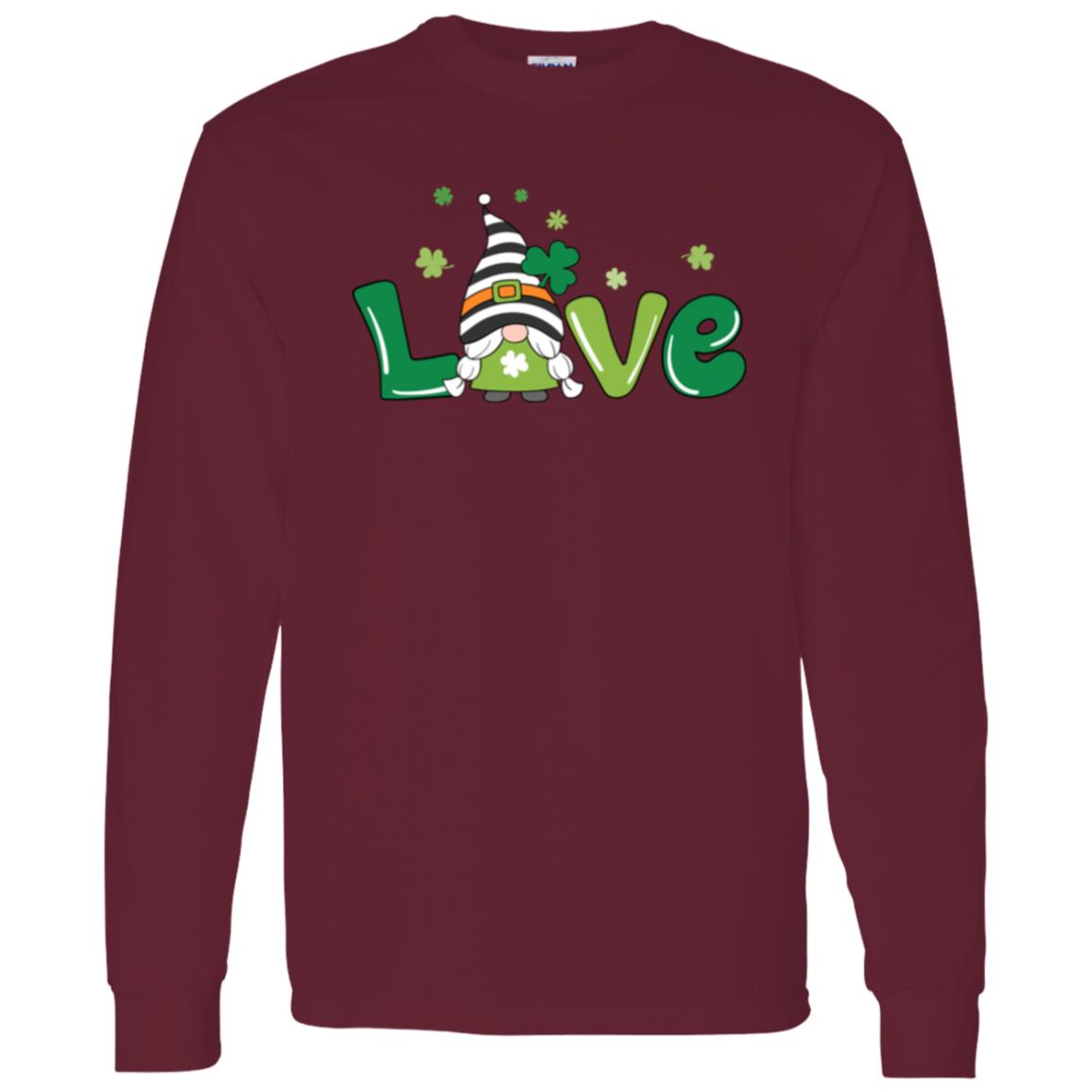 clover love gnome G540 LS T-Shirt 5.3 oz.