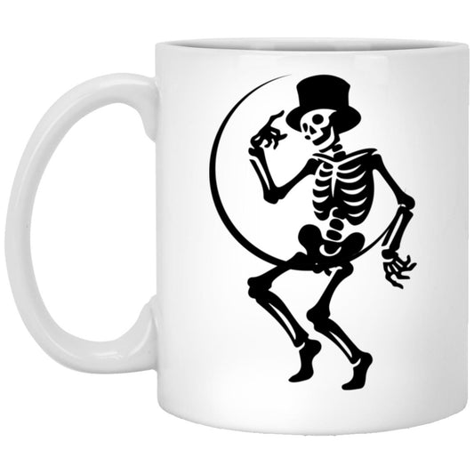 Moon and Skeleton --  11oz White Mug