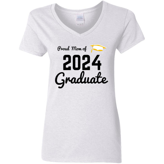 Proud Mom -- 2024 Graduate  -- Ladies' V-Neck T-Shirt