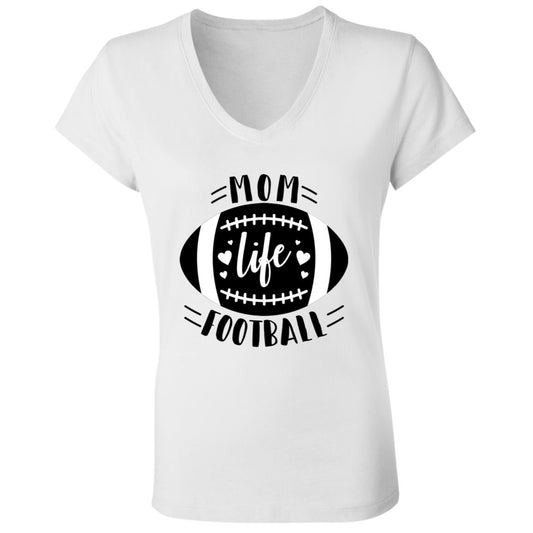 Football My Life B&W CLOSEOUT -- Ladies' Jersey V-Neck T-Shirt