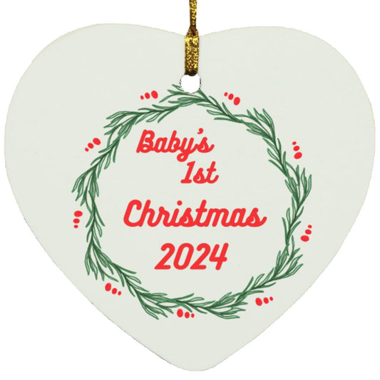 Baby's 1st Christmas wreath 2024 -- Heart Ornament