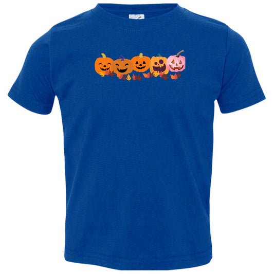 Jack 0 Lanterns in a Row -- Toddler Jersey T-Shirt