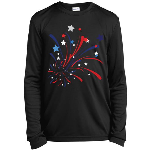 4th of July Firework -- Youth Long Sleeve Performance Tee