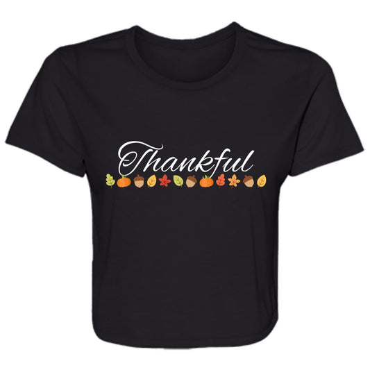 Thankful White -- Ladies' Flowy Cropped Tee