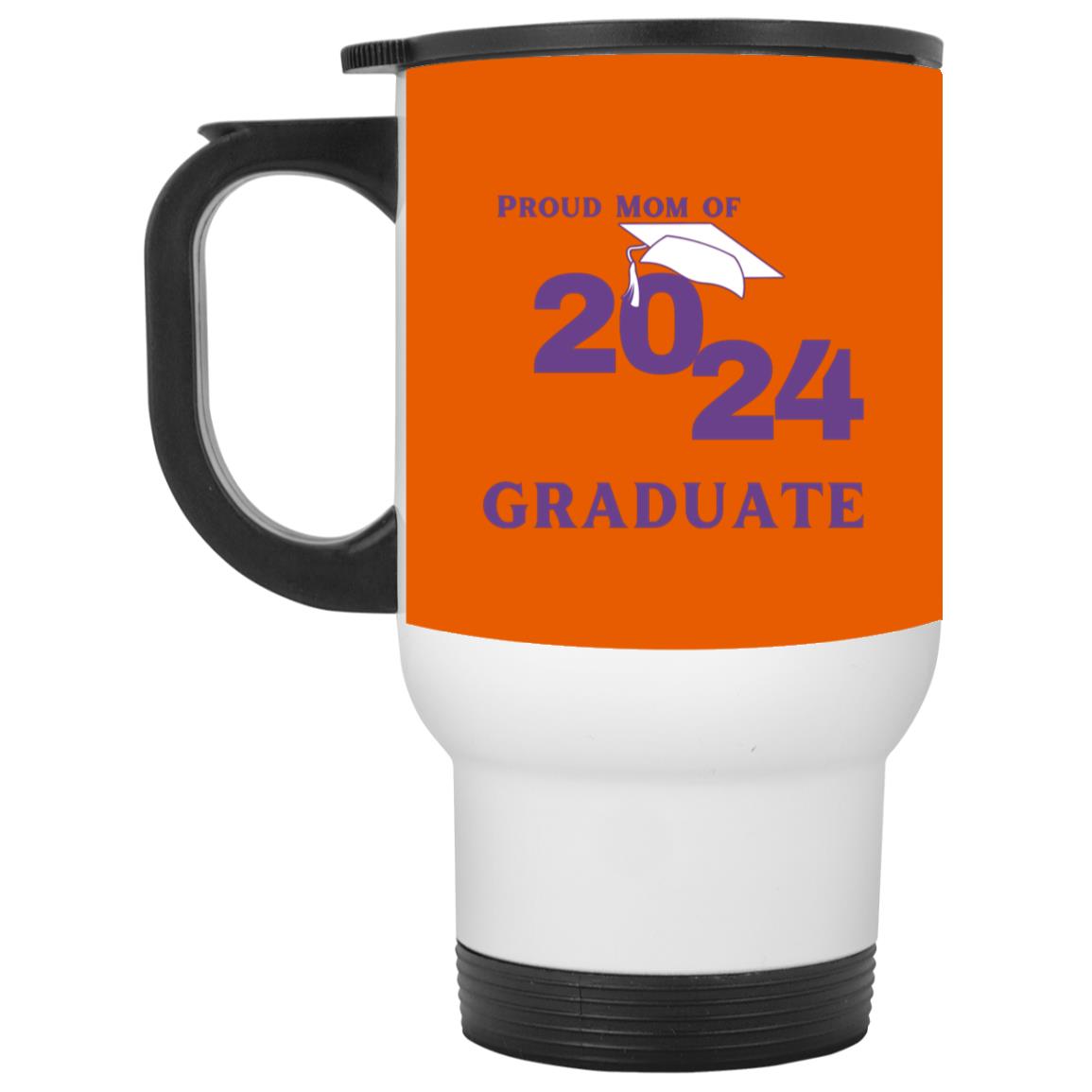 Proud Mom graduate 2024 purple CLOSEOUT - XP8400W White Travel Mug