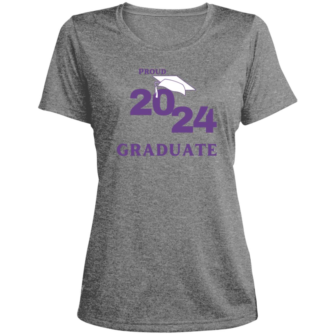 Proud 2024 Graduate -- Ladies' Heather Scoop Neck Performance Tee