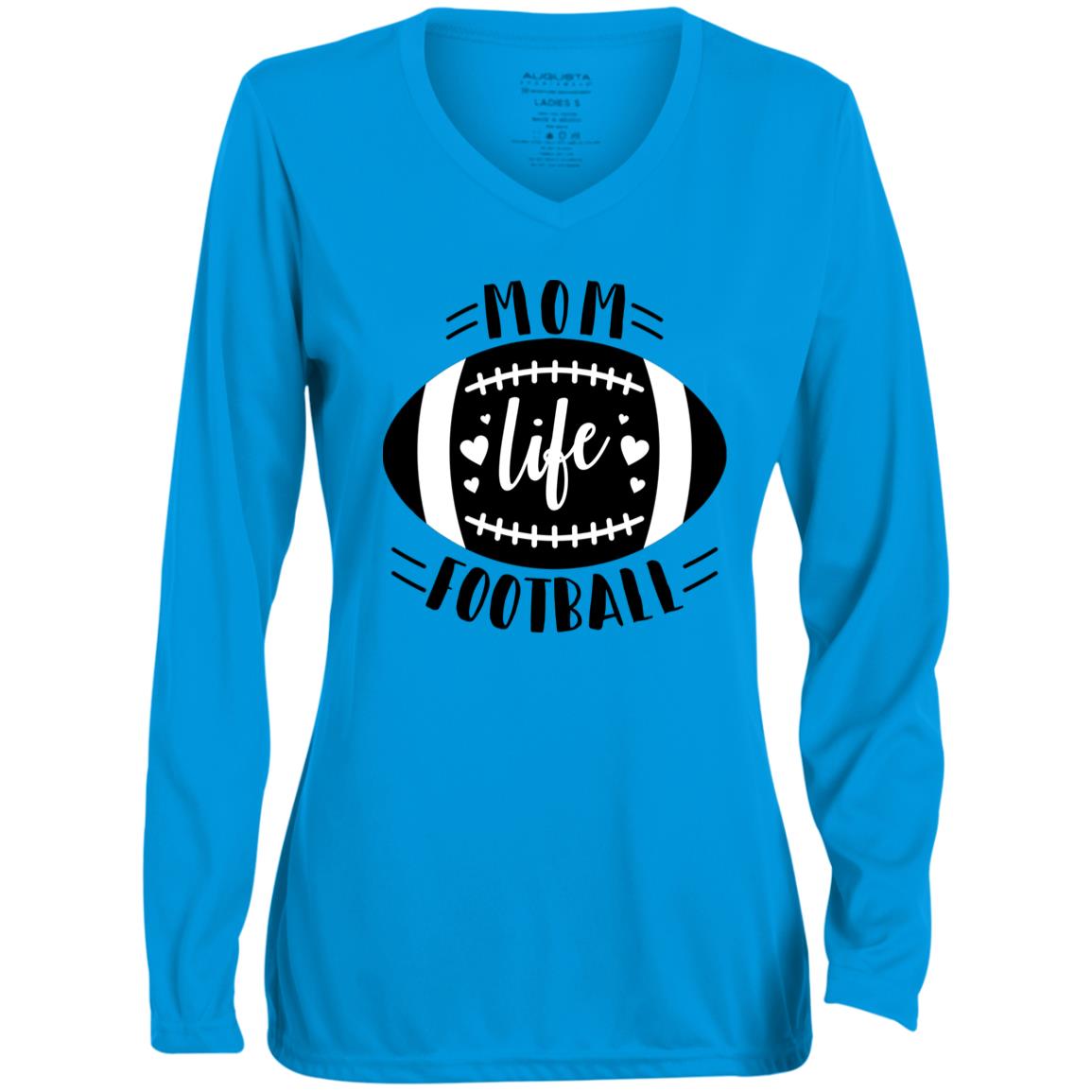 Football My Life CLOSEOUT -- Ladies' Moisture-Wicking Long Sleeve V-Neck Tee