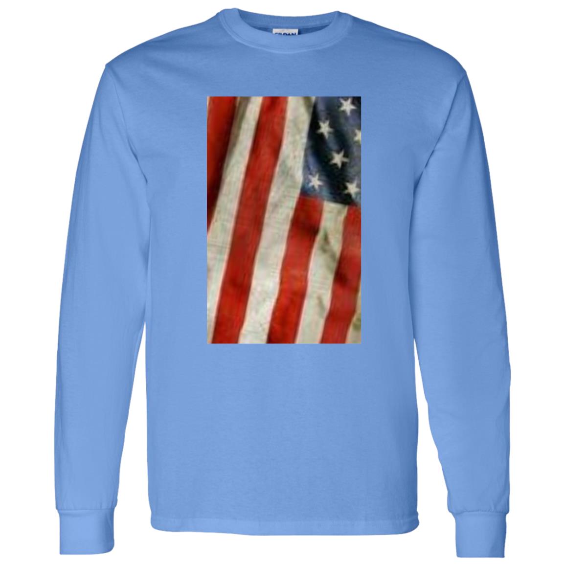 American Flag -- Distressed & Waving -- LS T-Shirt