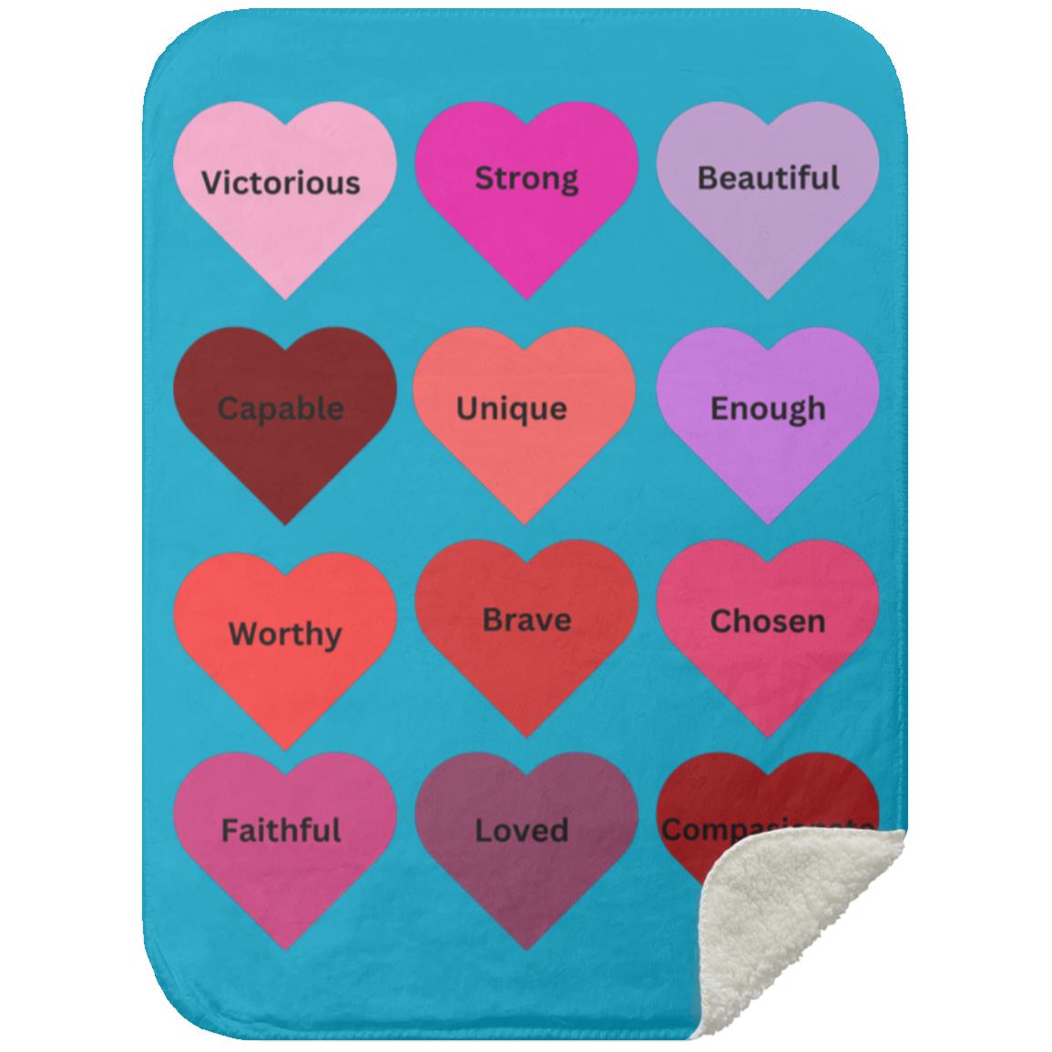 Positive hearts black MSHS Premium Sherpa Blanket 30x40