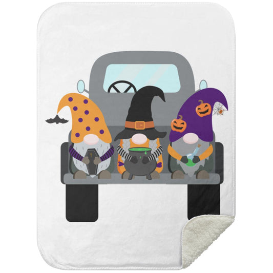 Halloween Gnomes in a Truck MSHS Premium Sherpa Blanket 30x40