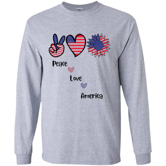 Peace, Love, America -- Youth LS T-Shirt