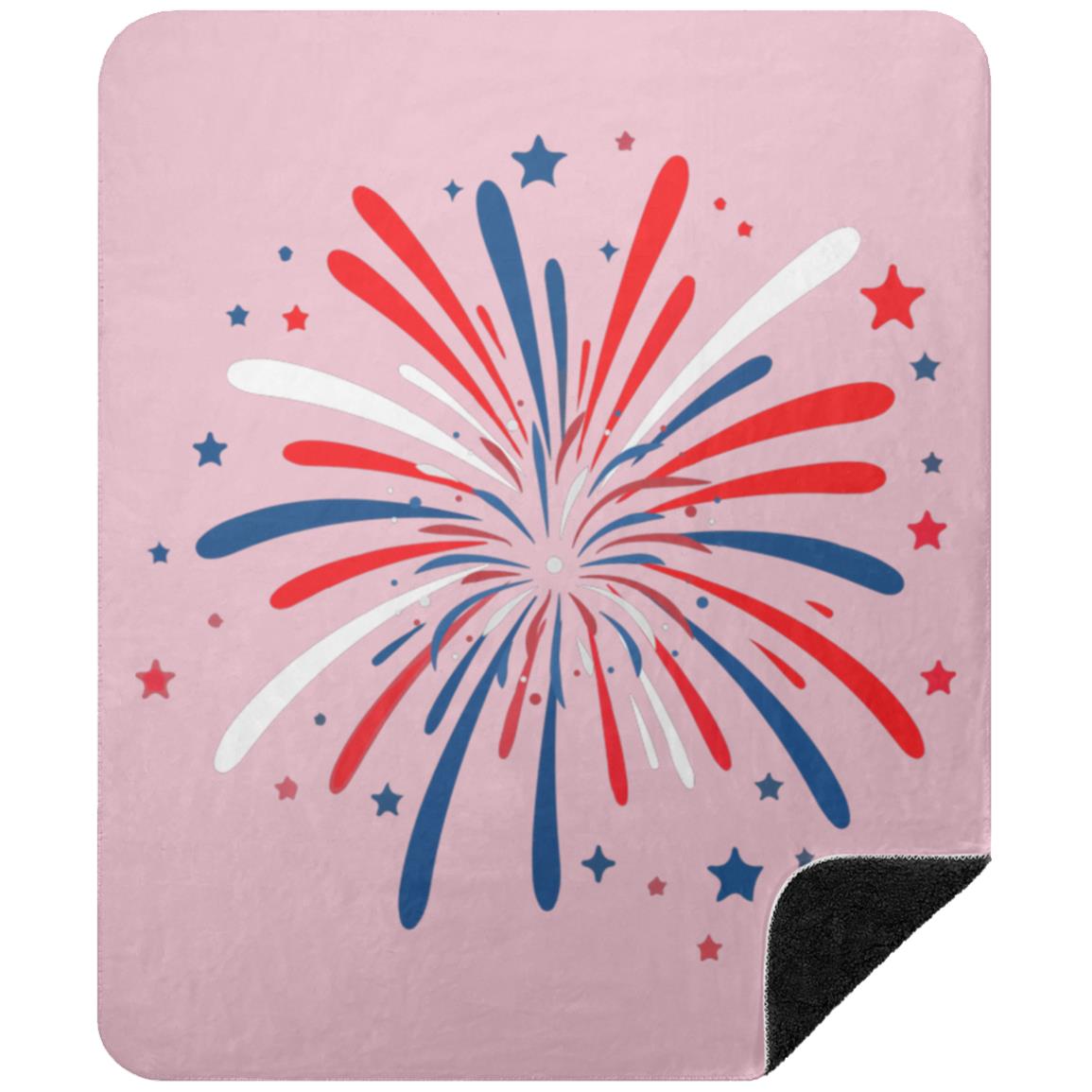 4th of July Firework BSHM Premium Black Sherpa Blanket 50x60