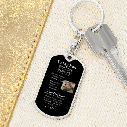 Swivel Keychain, dog tag To My Son, Love Dad