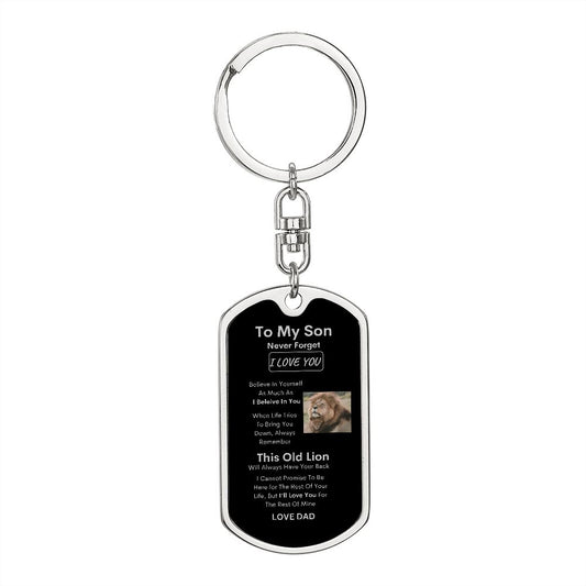 Swivel Keychain, dog tag To My Son, Love Dad