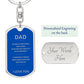 Swivel Keychain, dog tag DAD, blue background